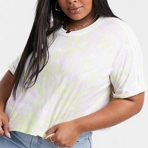 Adidas Originals 3 stripes tie dye crop tee